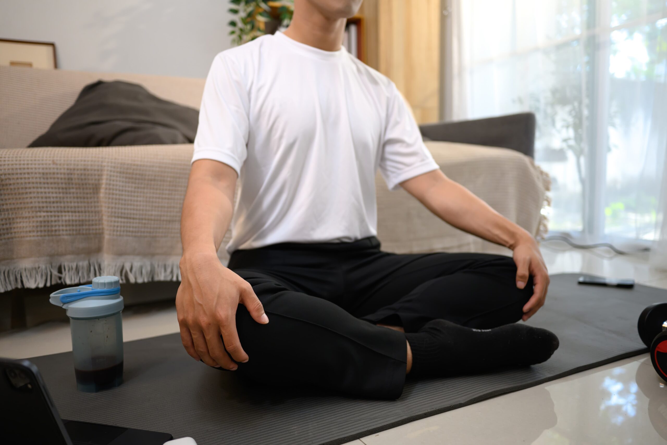 Person visualizing a sober and fulfilling life during meditation